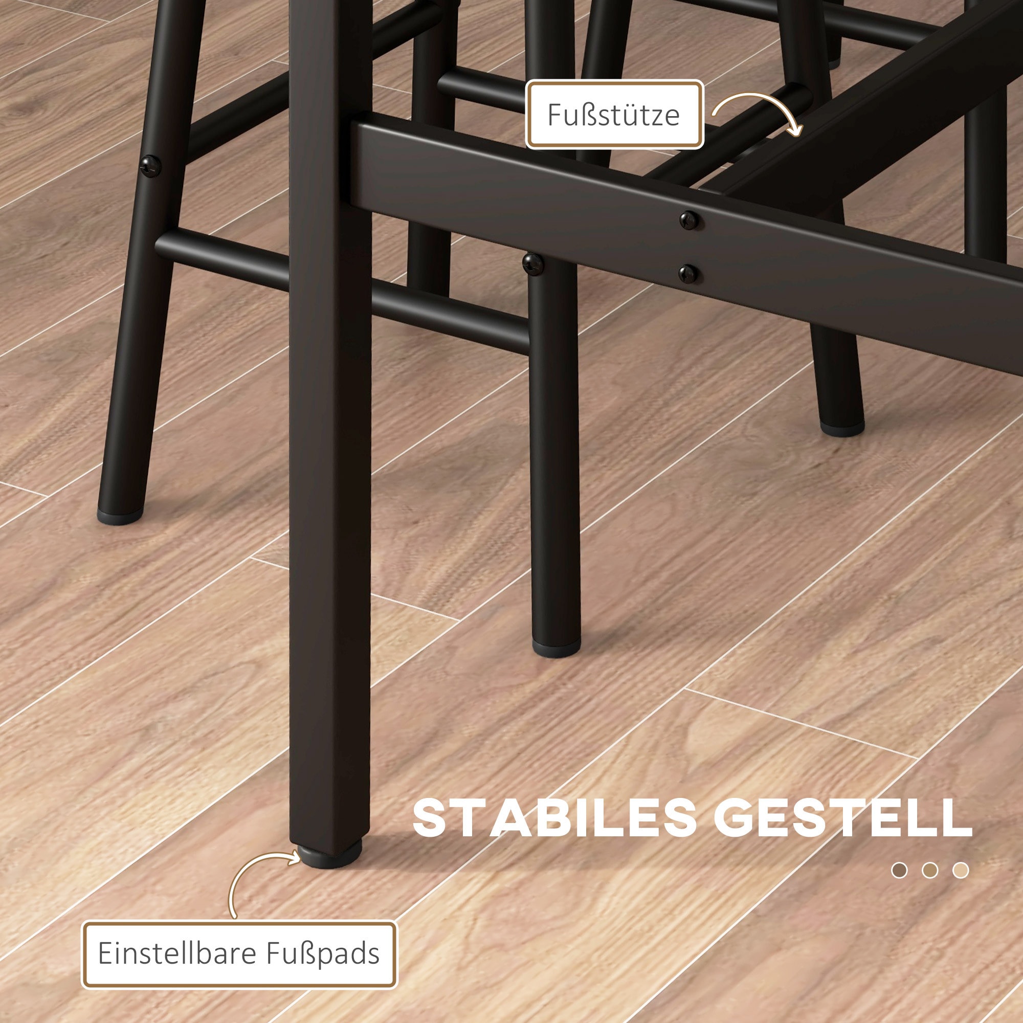 HOMCOM Bartisch-Set mit 2 Hocker braun 105L x 40B x 90H cm