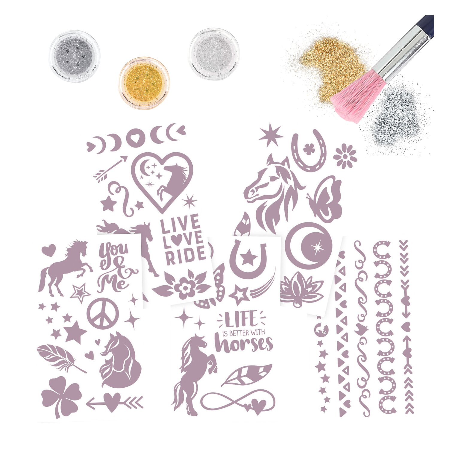 Miss Melody Glitzer Tattoo-Set Night Horses