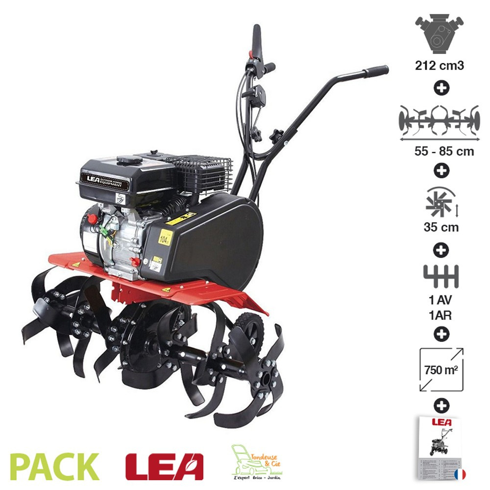 Motobeche thermique 212cc 4100w 2 vitesses fraisage 85cm lea le42212-85w11
