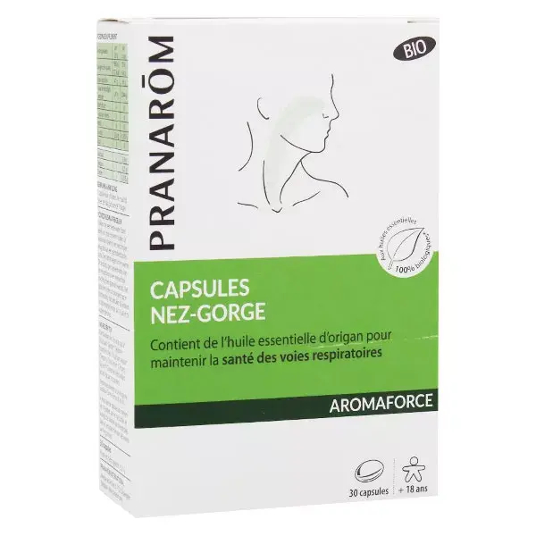 Pranarom Aromaforce Orgânico para Nariz e Garganta - 30 cápsulas