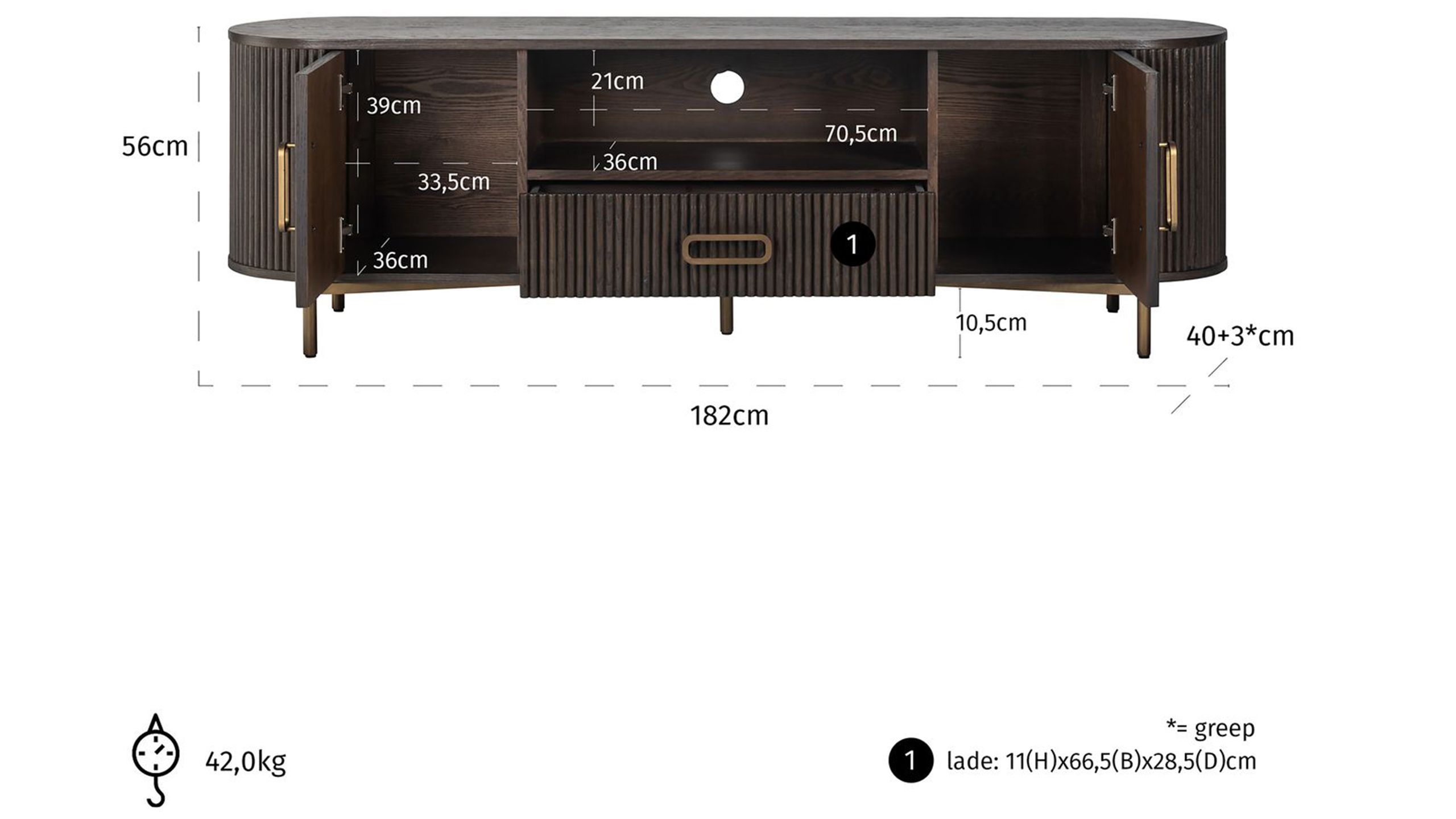 Tv-dressoir 211114 Luxor B182 x D43 x H56 cm
