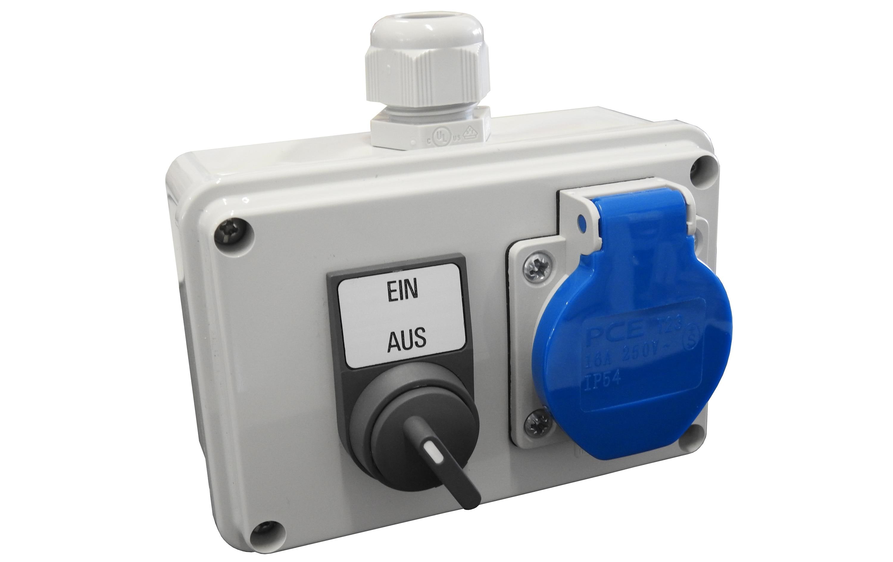 Steckdose T23 nass NAP mit Ein-Aus SchalterE-Variobox
