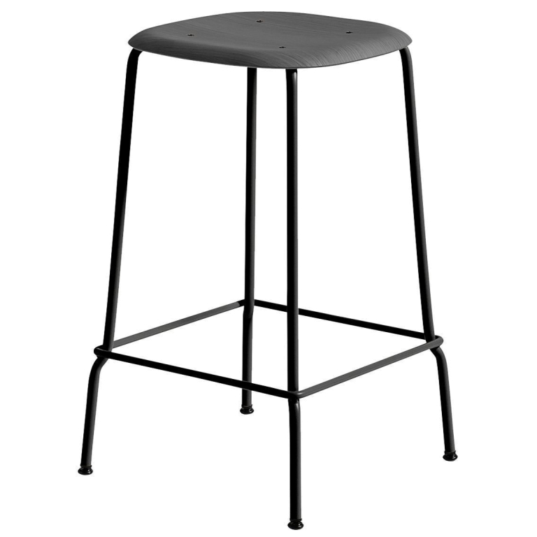 Hay Soft Edge 80 barkruk 65cm soft black, onderstel zwart