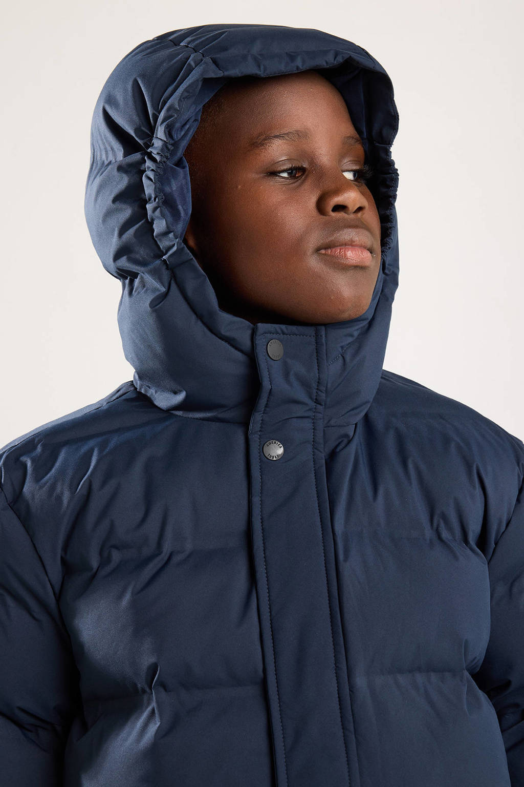gewatteerde winterjas donkerblauw