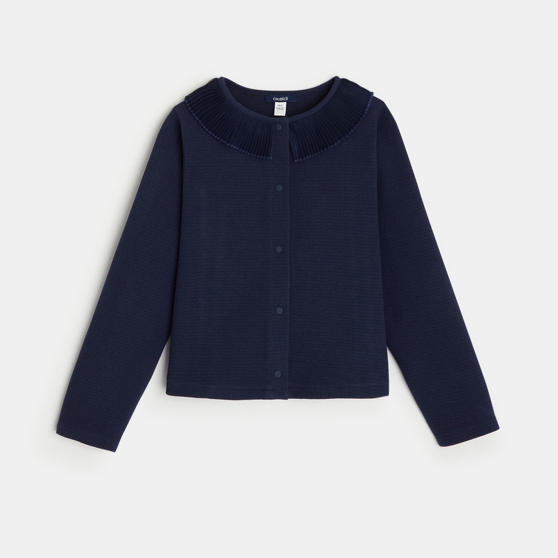 Cardigan à col collerette bleu fille