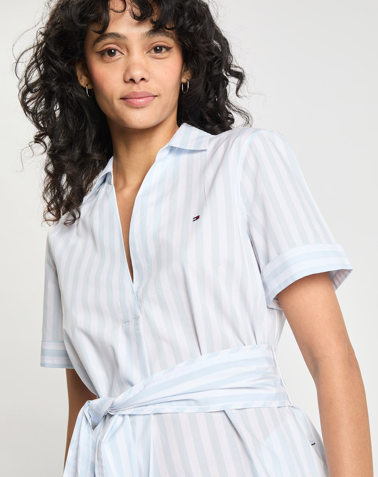 Tommy Hilfiger Robe chemise en popeline cot à rayures bleu/blanc