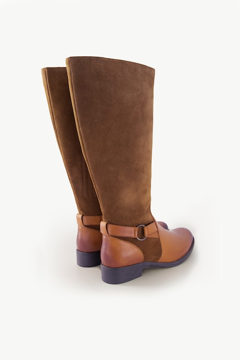 Lederstiefel, XXL-Schaft, Wechselfußbett, Weite H