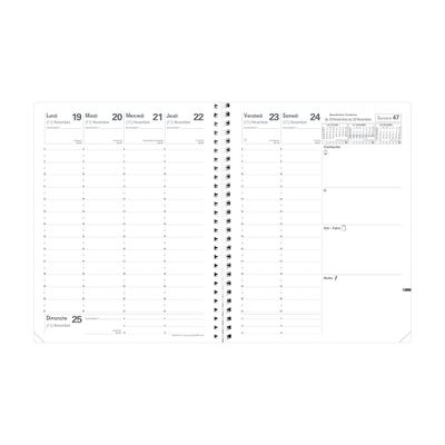 Agenda Impala Président spiralé - 1 semaine sur 2 pages - 21 x 27 cm - noir - Quo Vadis