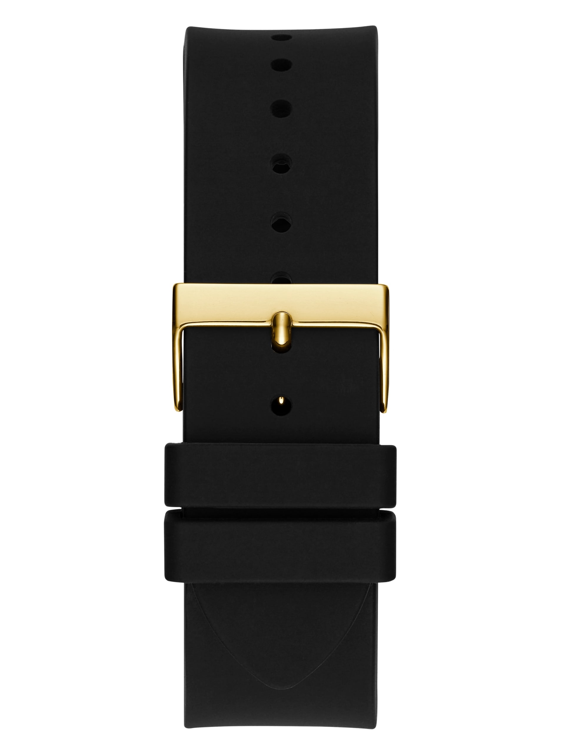 Relógio multifuncional vazado em silicone preto e dourado