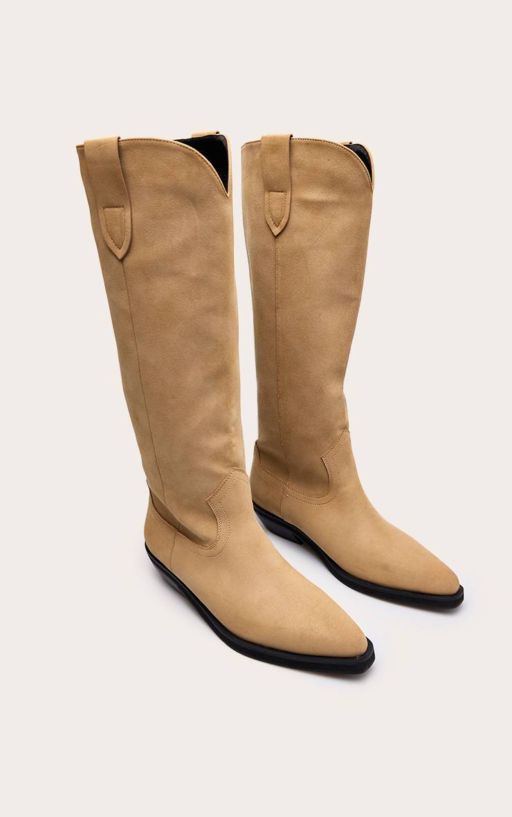 Camel Bottes Hautes Plates En Synthétique Style Western