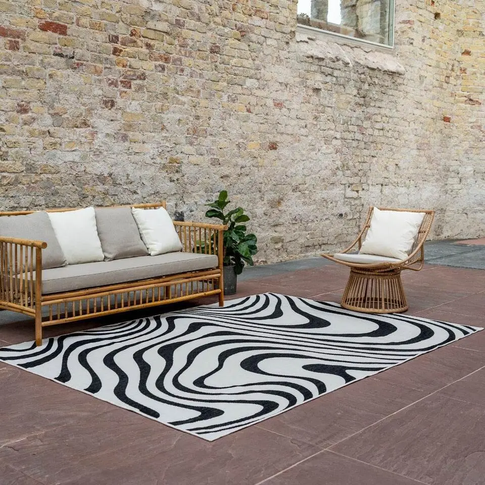 Interieur05 Buitenkleed Swirl Zwart - 290 x 200 cm