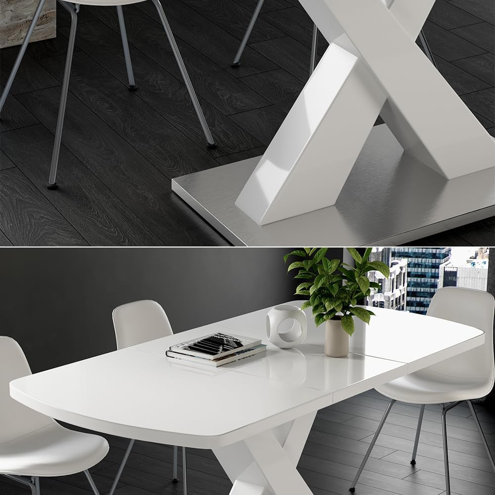 Vicco Esstisch Chinto, ausziehbarer Esszimmertisch, Weiß, 120 x 80 cm ausziehbar