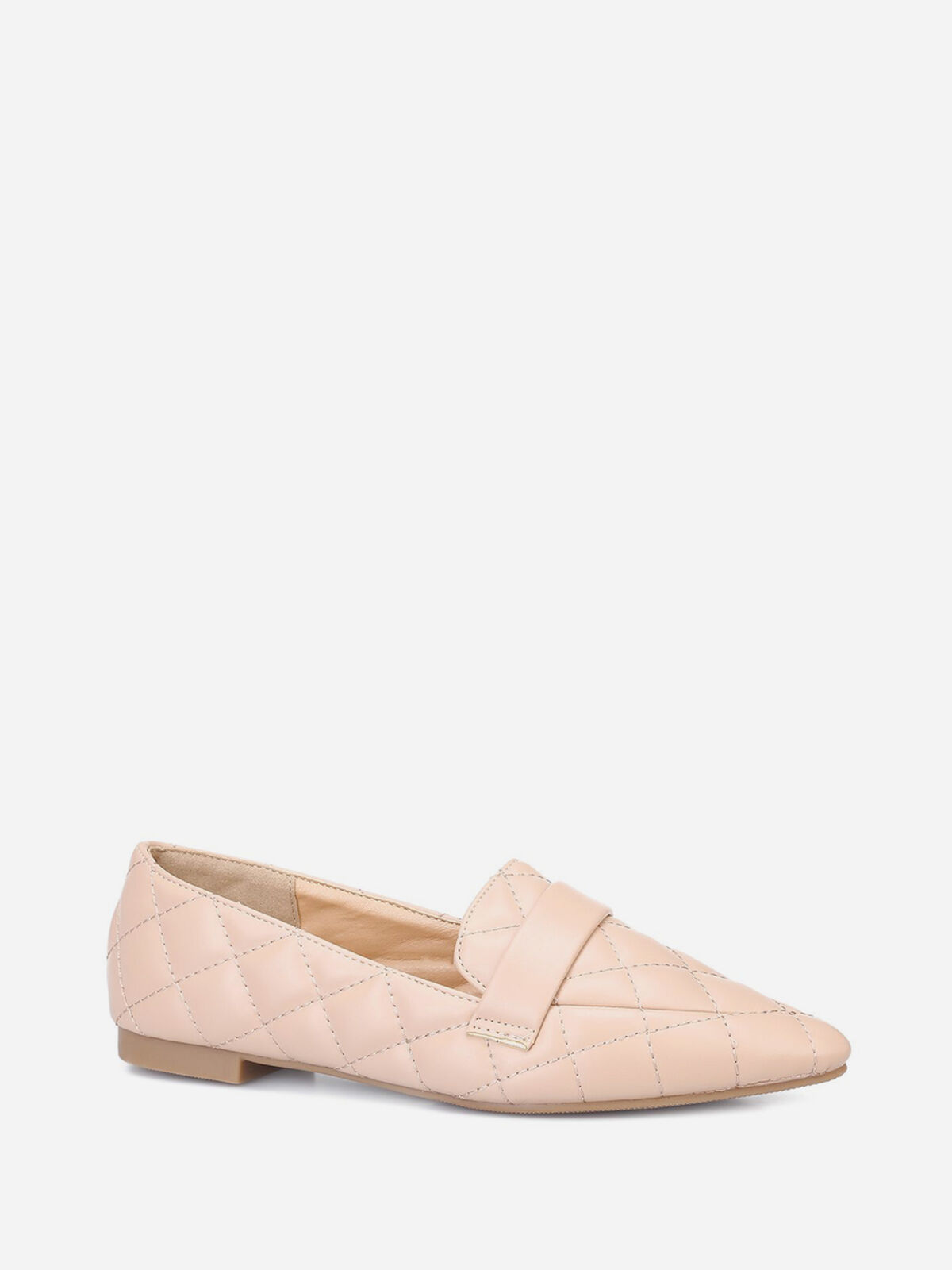Mocassins matelassées bout pointu- Beige