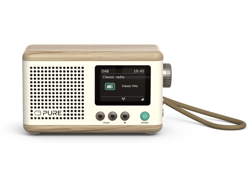 Pure DAB  Radio Classic Mini Eiche/Weiss Tragbares, akkubetriebenes Digitalradio mit Bluetooth 5.3