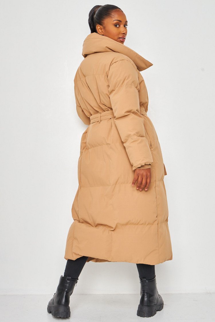 Doudoune matelassée camel manches longues