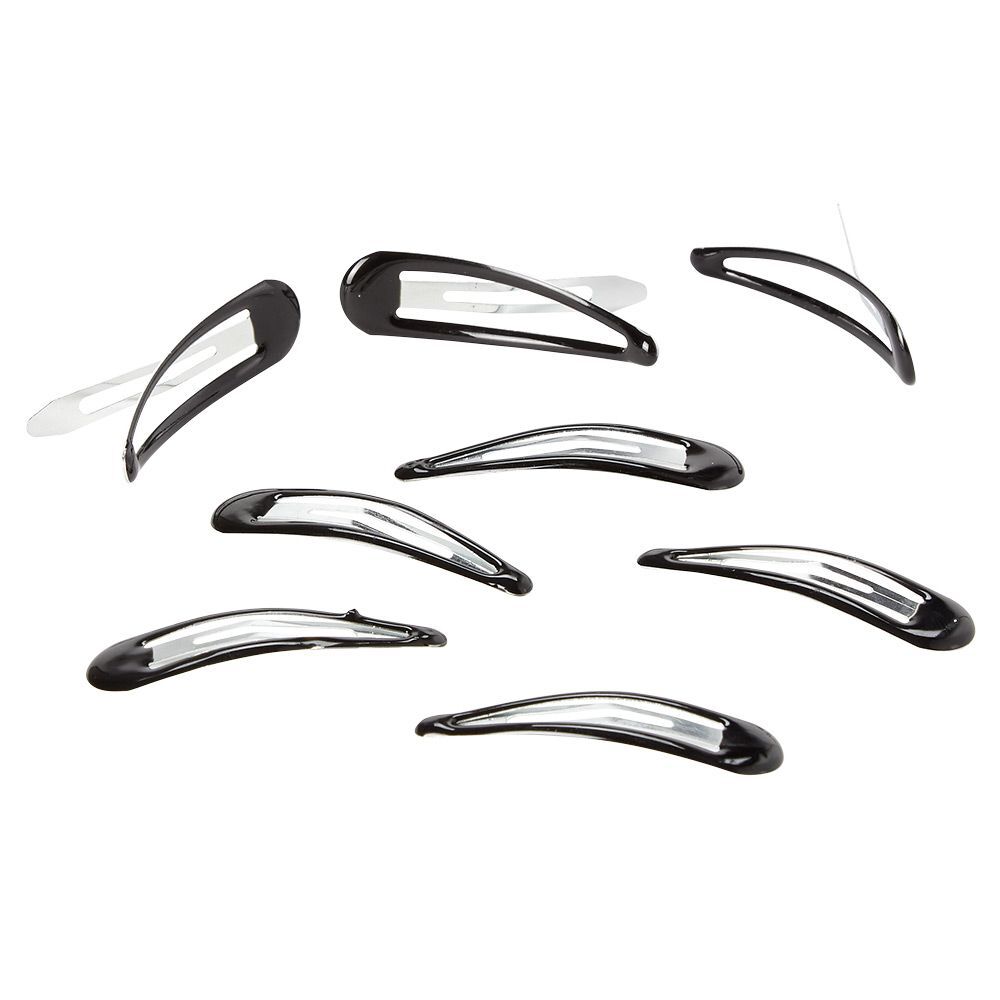 Barrette clic clac métal noir brillant x6