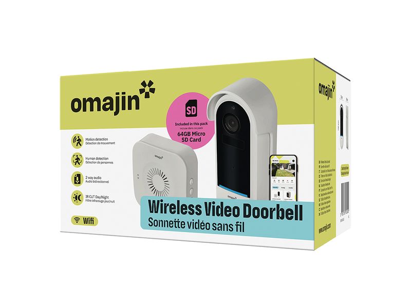omajin by Netatmo OMA-OVD-01-EU Kabellose Videotürklingel Vernetzte Türklingel mit Kamera, 2-Wege-Audio, Nachtsicht und 10 Monaten Akkulaufzeit