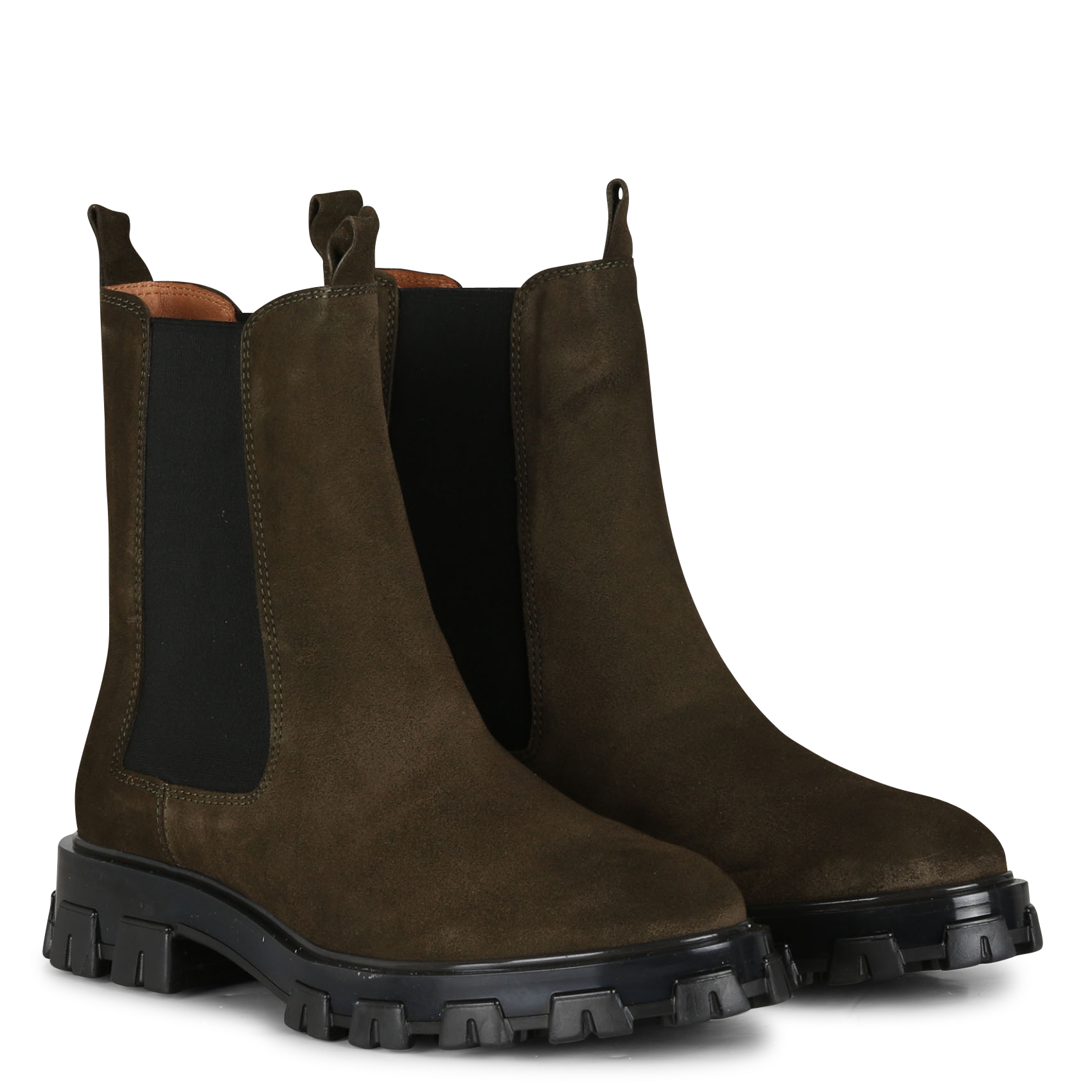 LAURELL - Bottines plates en cuir velours | Vert