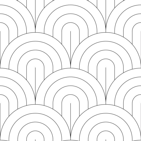 Estahome Art Deco Motief Fotobehang I  - 1,5 x 3 m - Wit / Zwart