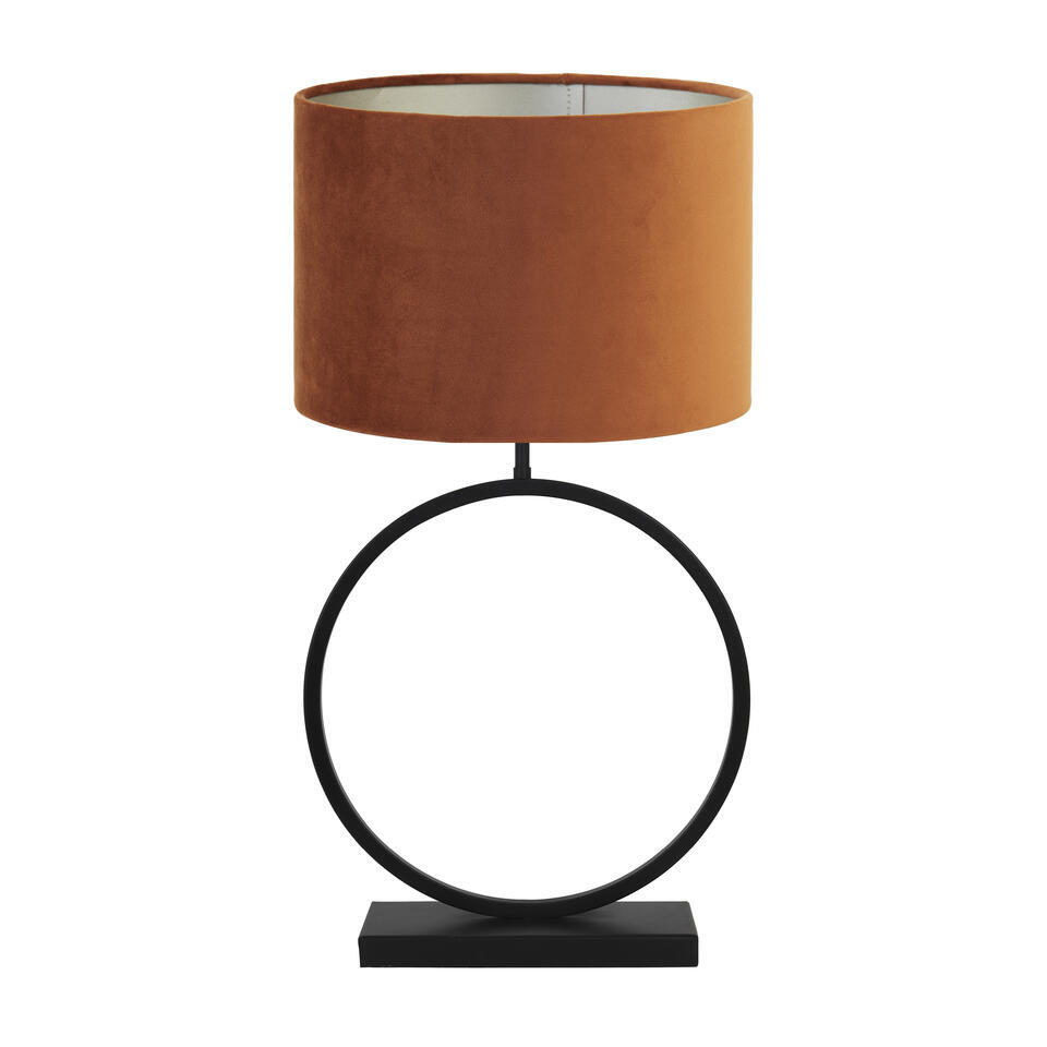 Tafellamp Liva/Velours - Zwart/Terra - Ø40x78,5cm