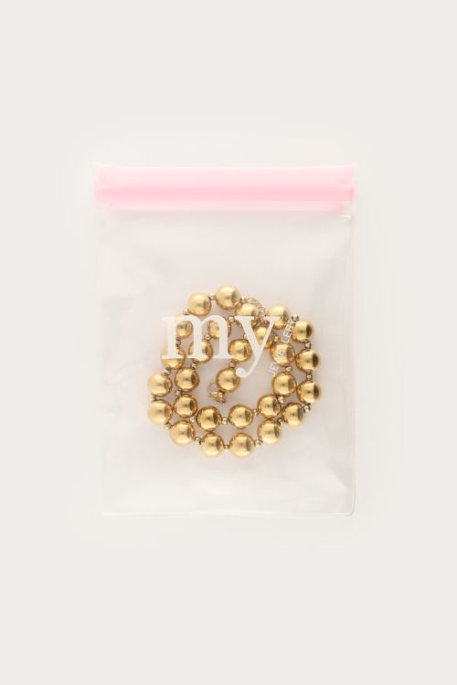 Goudkleurige statement ketting chunky dubbele kralen
