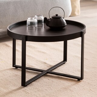 Couchtisch 60x35 cm Massivholz Mango/Metall schwarz