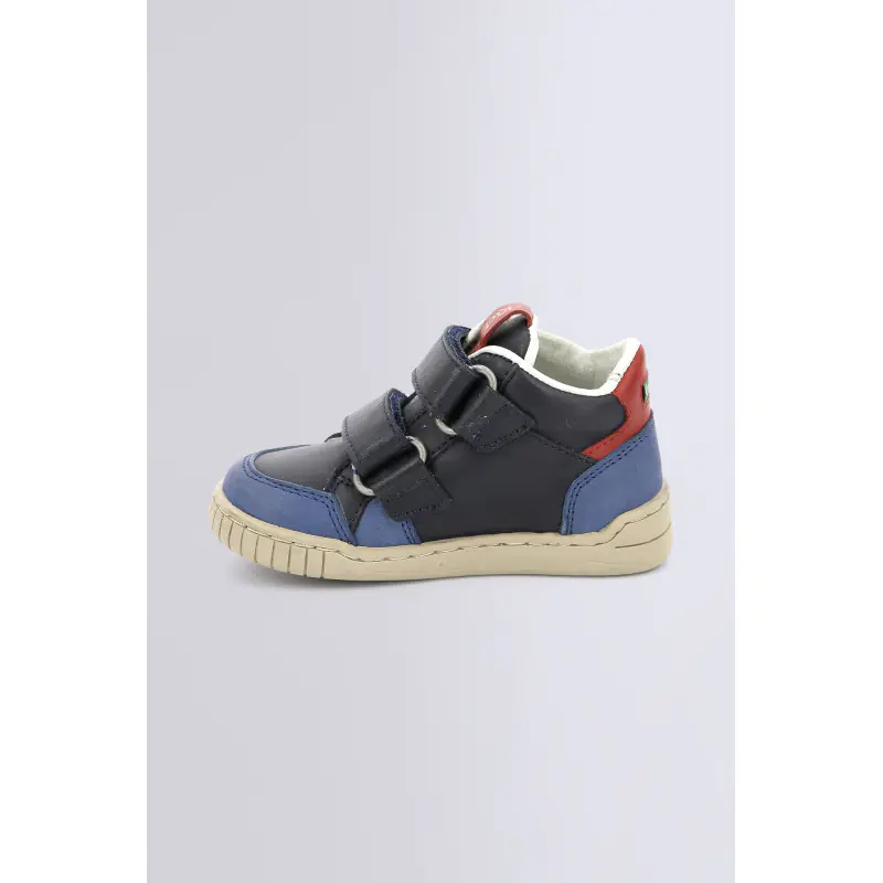 WINCKY VEL BLEU ROUGE MARINE SNEAKERS HAUTES Cuir Garçon