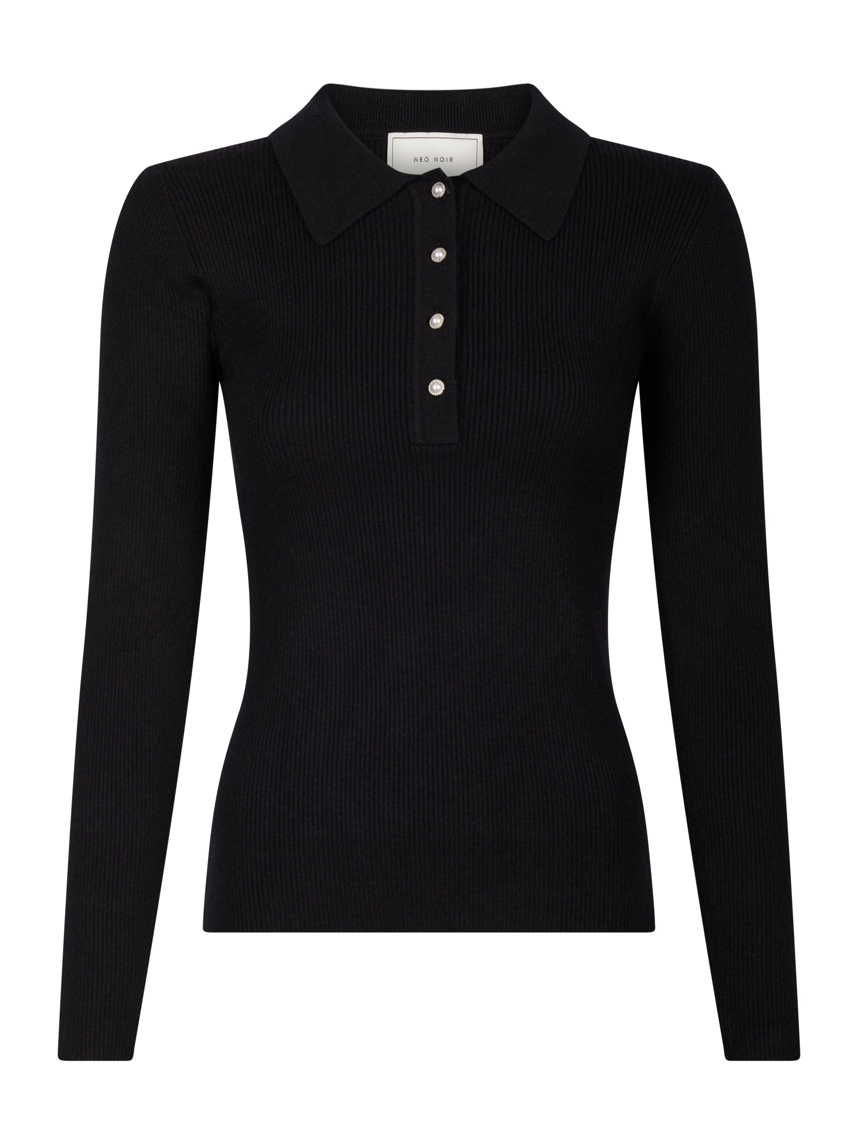 Neo Noir  Panama strik polo - sort