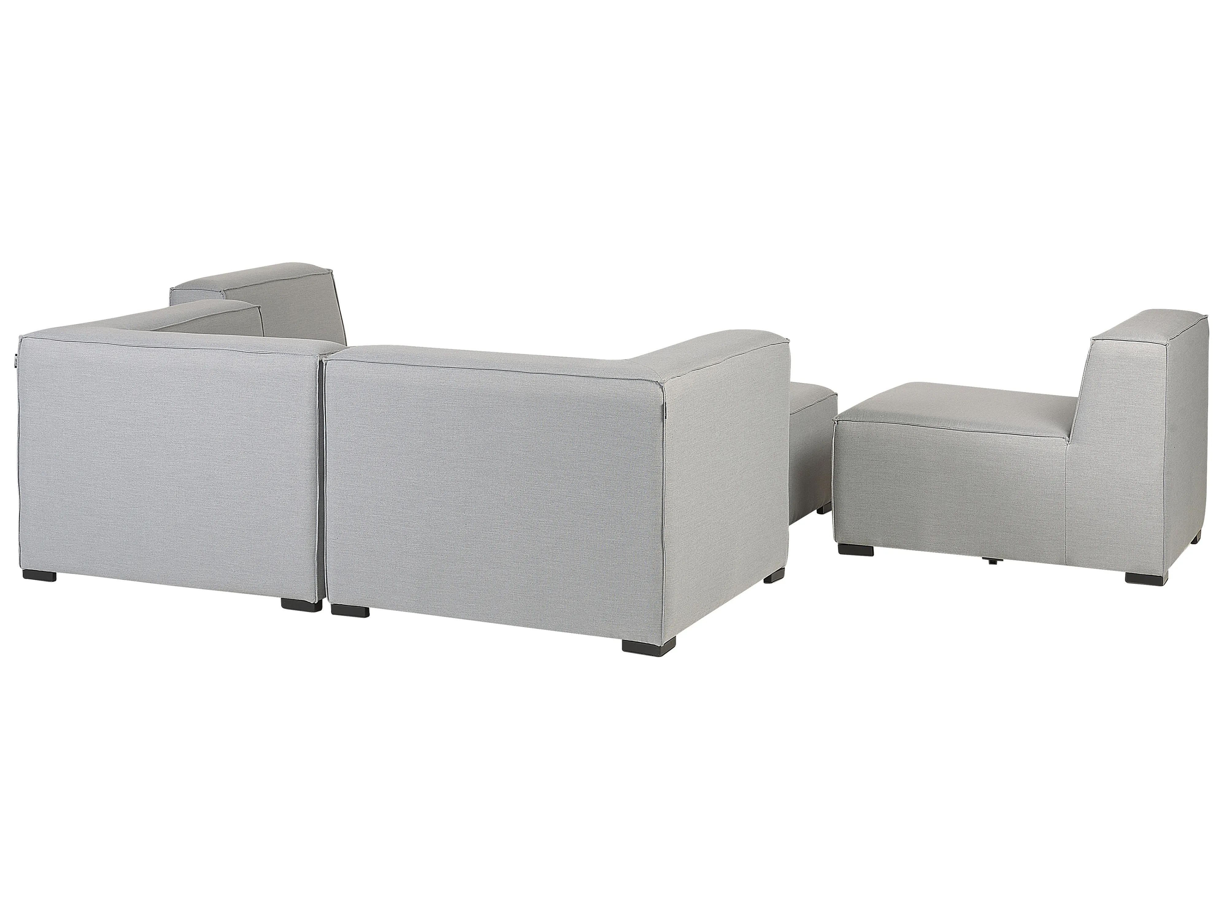 Tuin loungebank met ottomaan 4-zits AREZZO modulair Lichtgrijs
