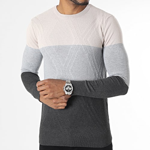 Pull Beige Gris Noir