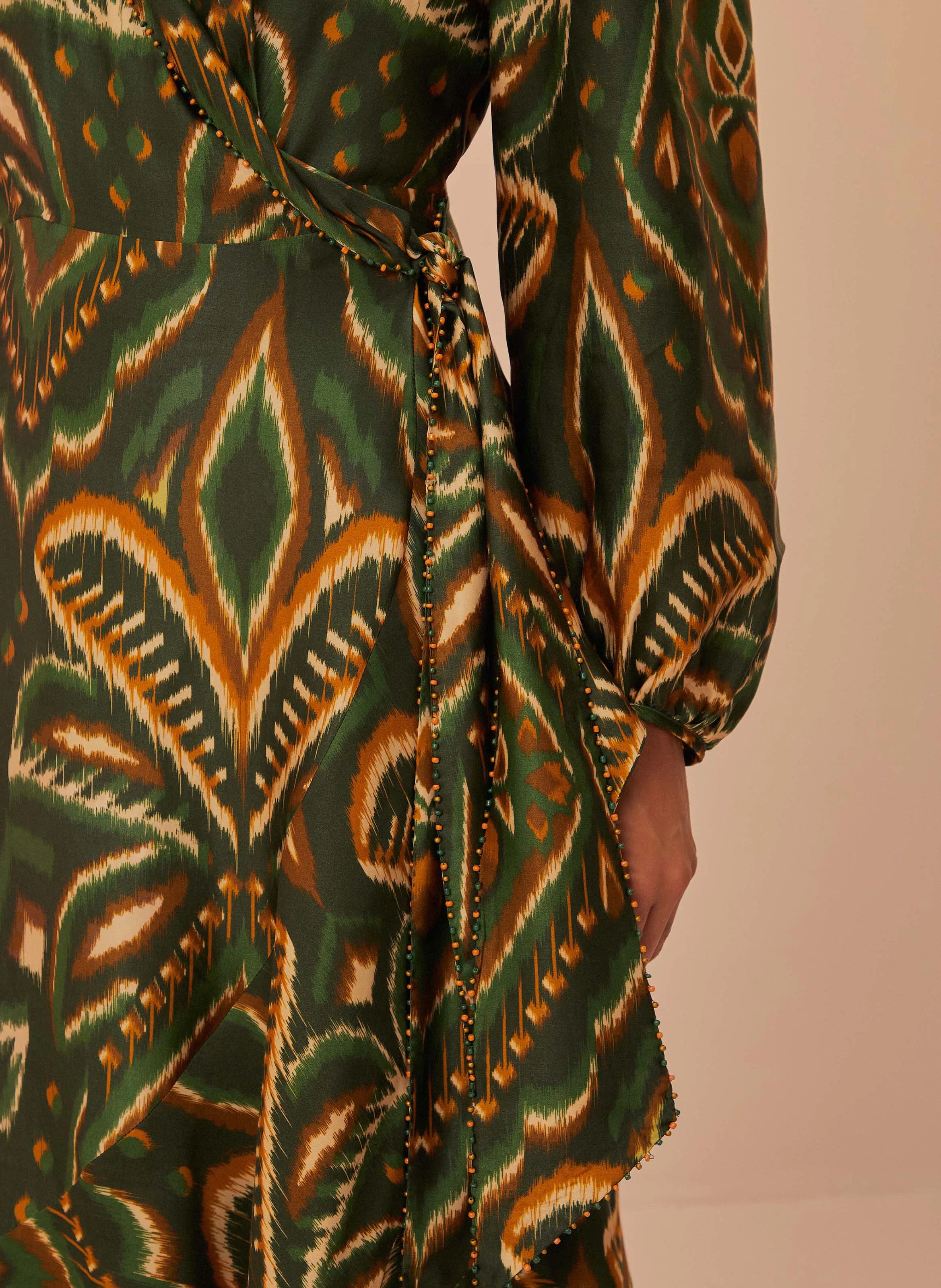 Robe longue imprimée | Vert