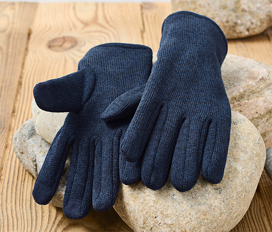 Strickfleece-Handschuhe, dunkelblau