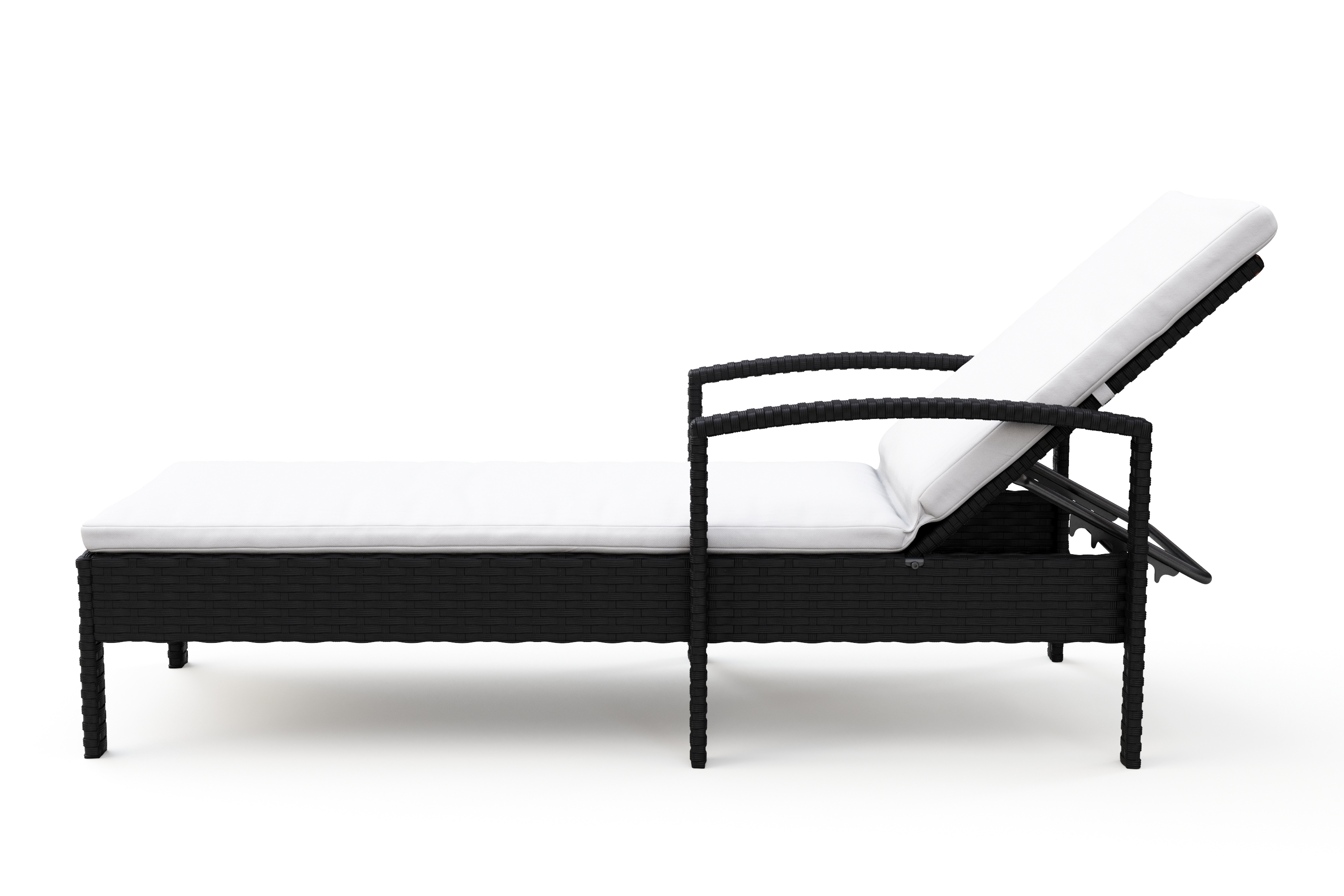Liegestuhl Rattan TIMEA schwarz/weiss