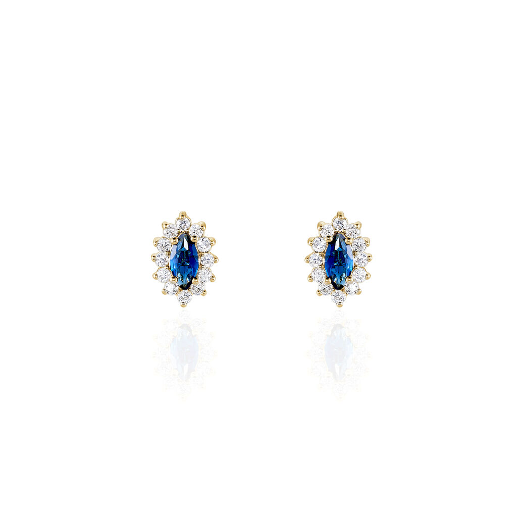 Boucles D'oreilles Puces Lisea Plaqué Or Verre Et Oxyde De Zirconium