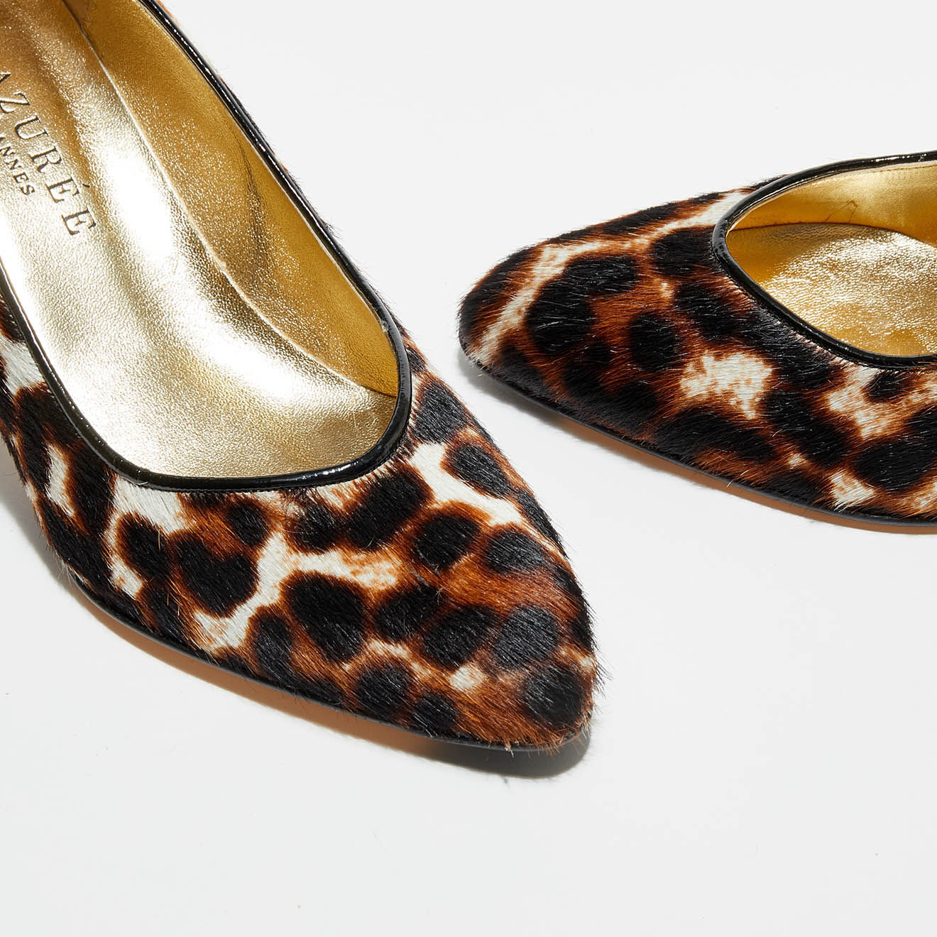 Azurée Cannes Escarpins en Cuir façon poney Olya léopard - Talon 5.5 cm