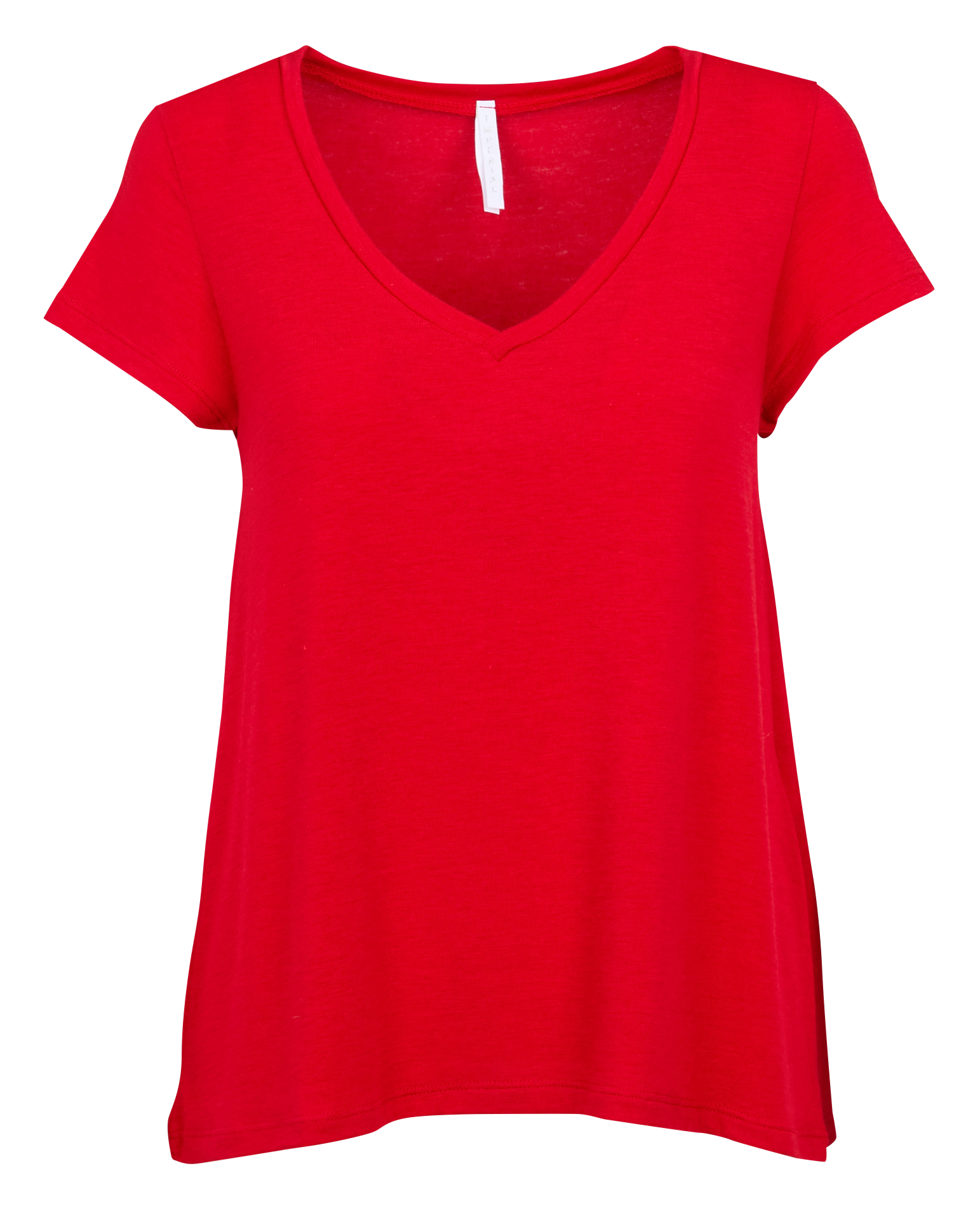 Tee-shirt col V droit | Rouge