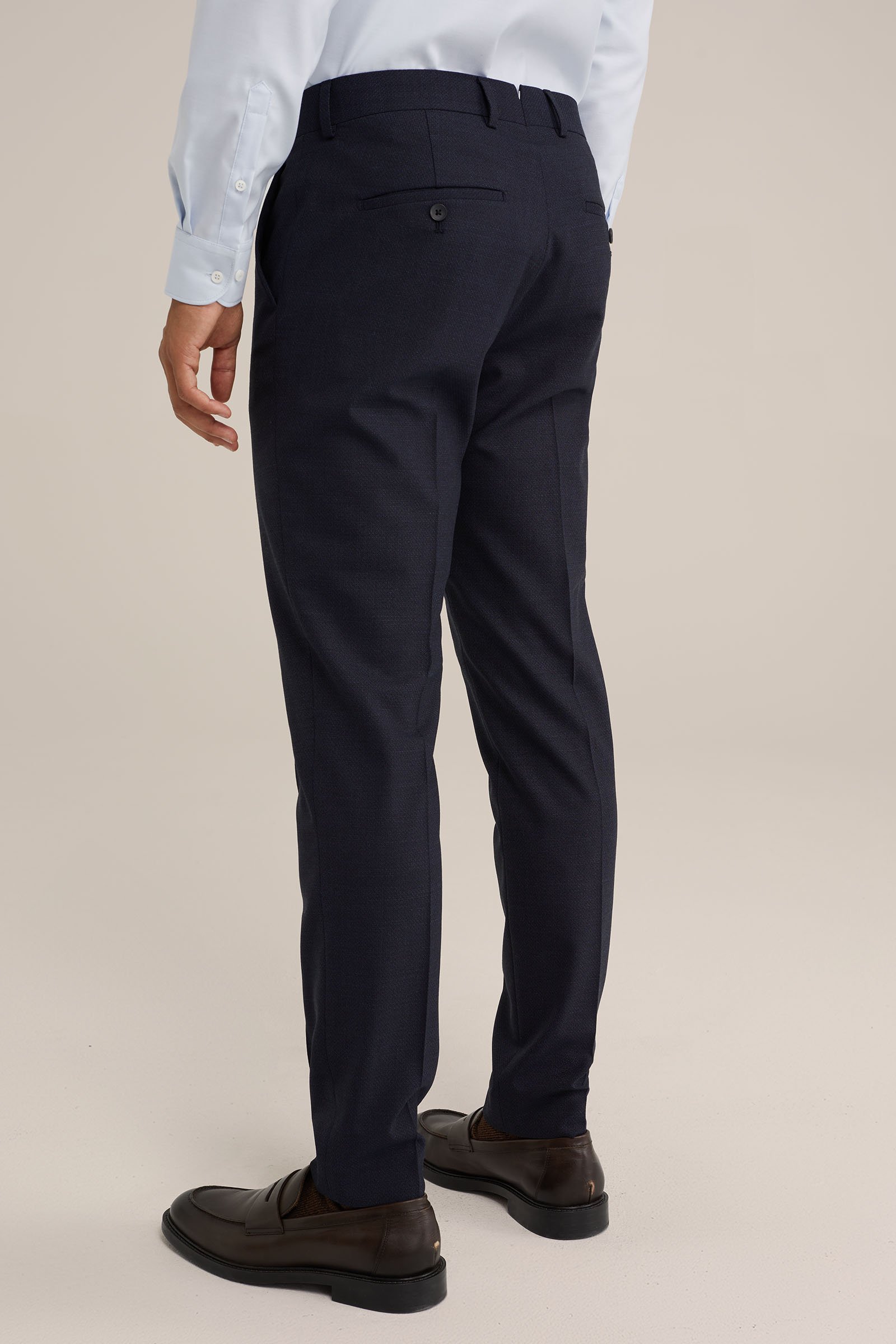slim fit pantalon met jacquard-dessin Van Gils Donkerblauw