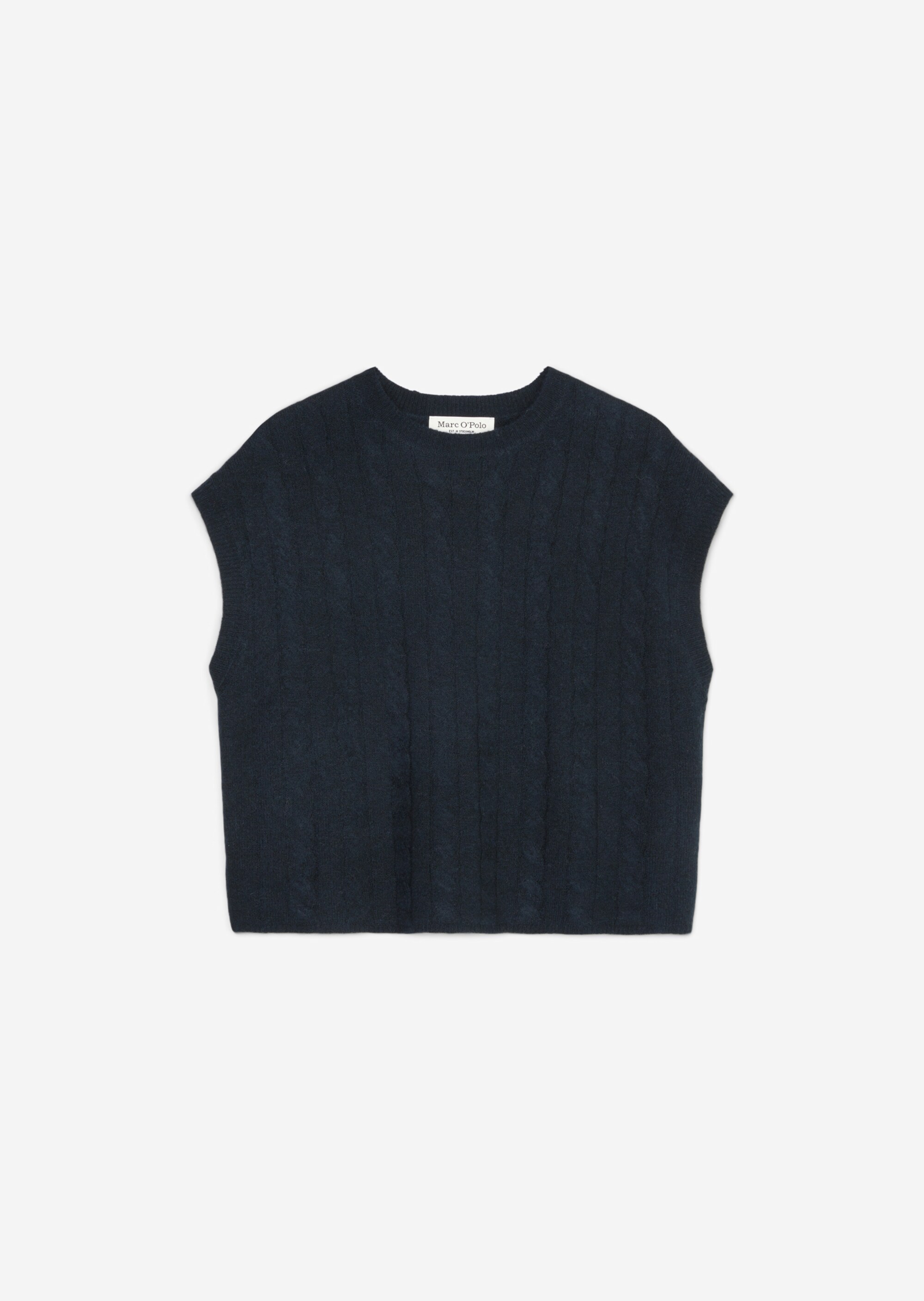Ärmelloser Zopfmuster-Pullover loosemit luxuriöser Alpakawolle
