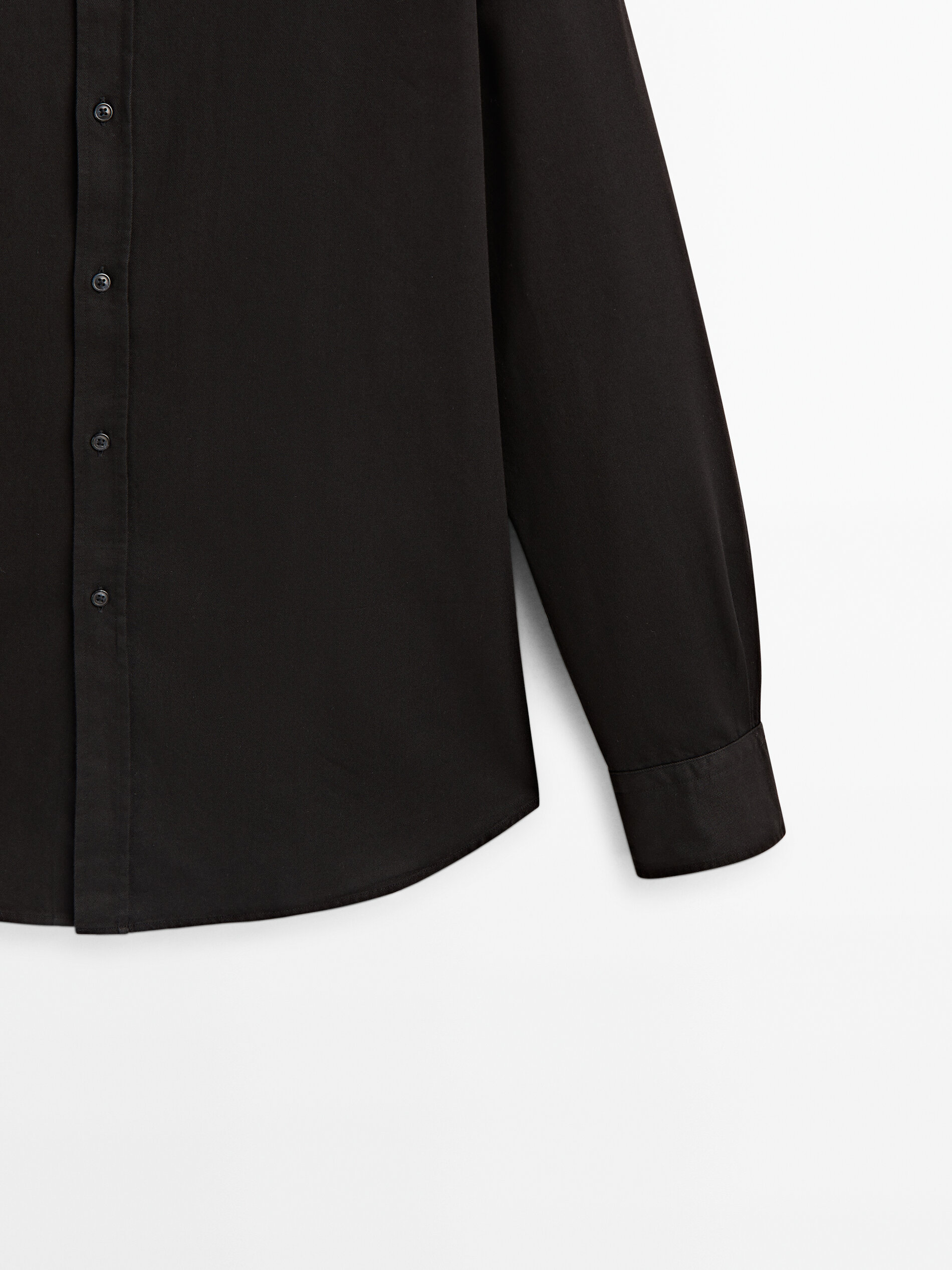 Camisa jeans de corte regular, 100% algodão - PRETA