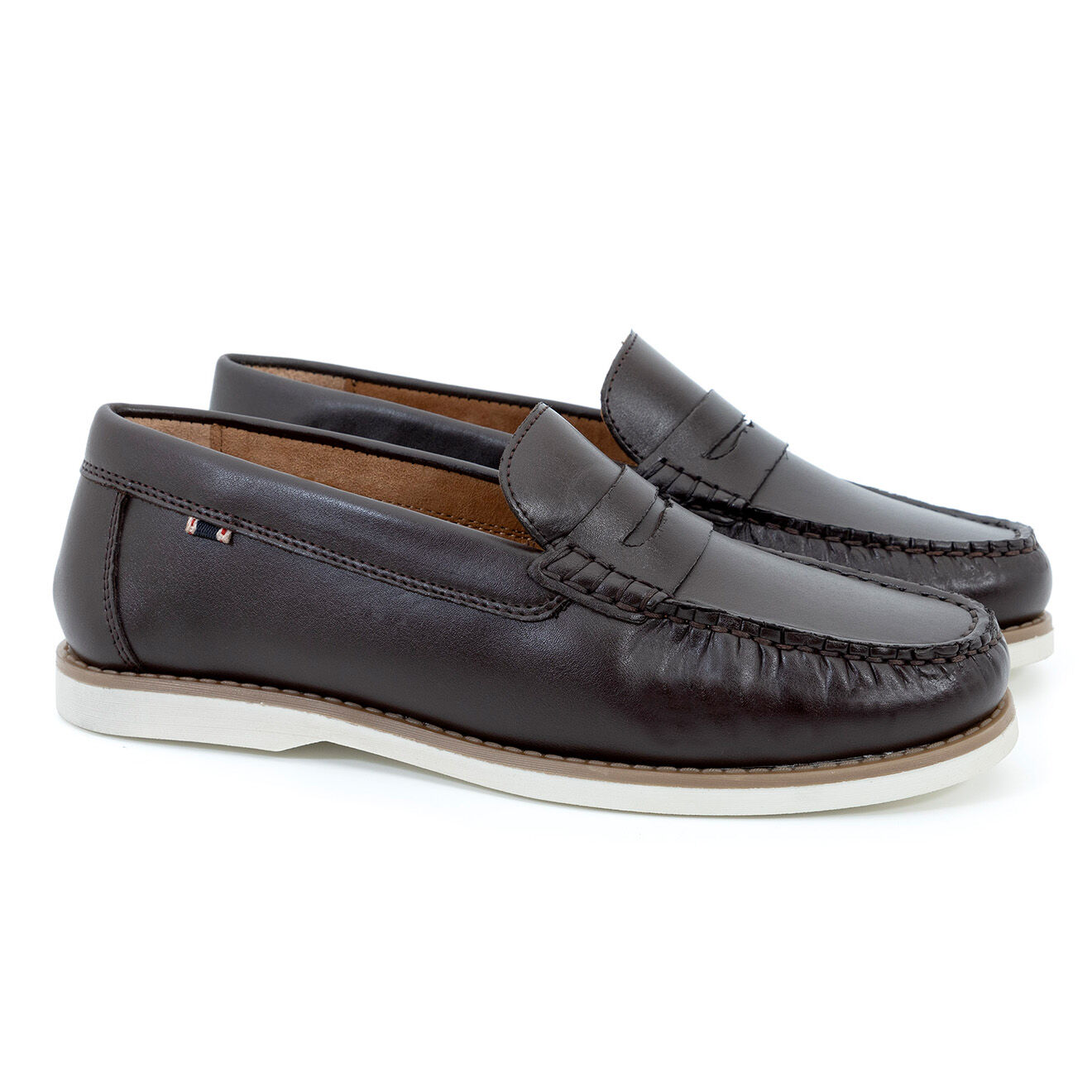 Ortiz Reed Mocassins en Cuir Jak marron/blanc