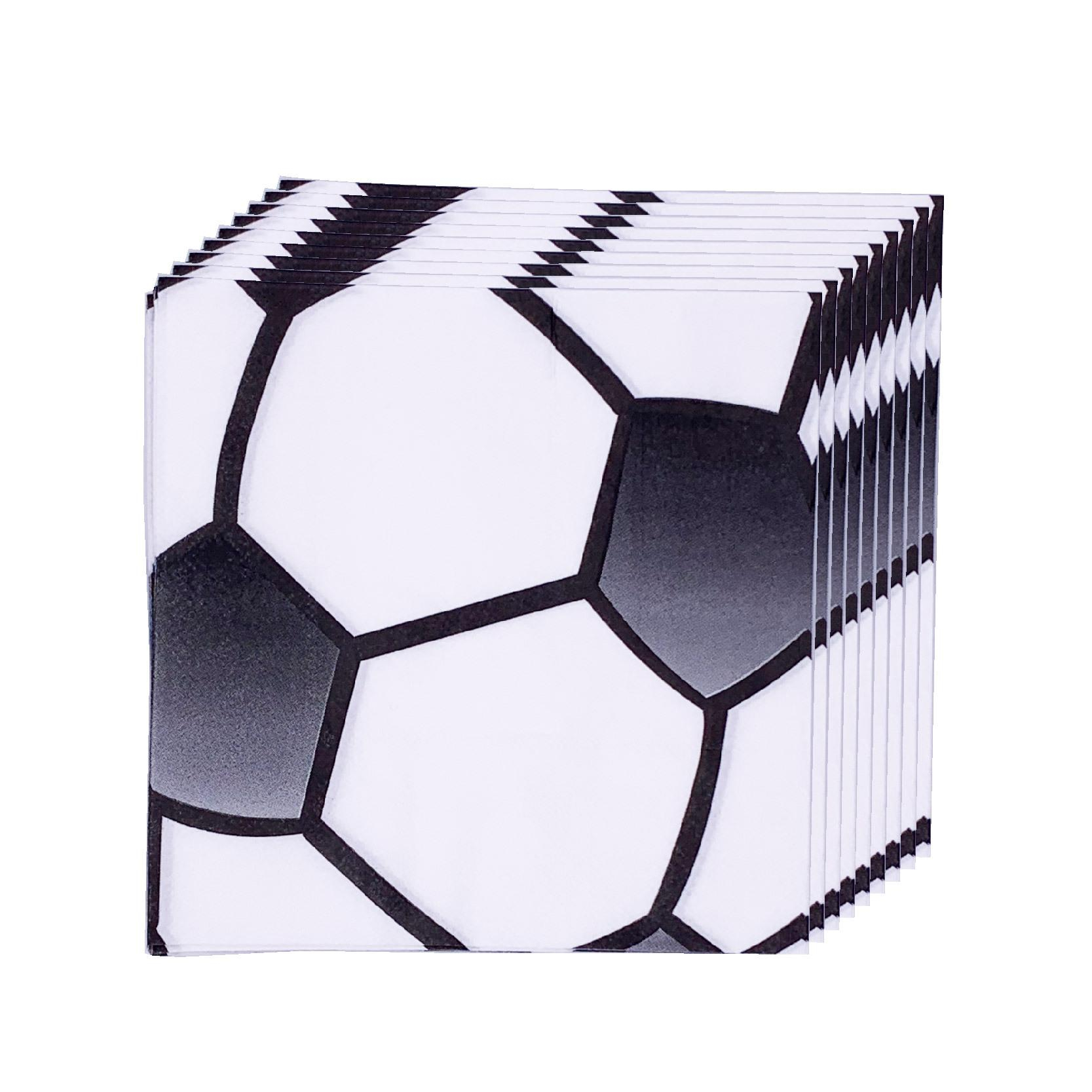 (113-tlg. Set) Einweg Geschirr Fussball Party Tisch Deko inkl. Girlande / Teller / Papp Becher / Servietten / Besteck - Schwarz / Weiss