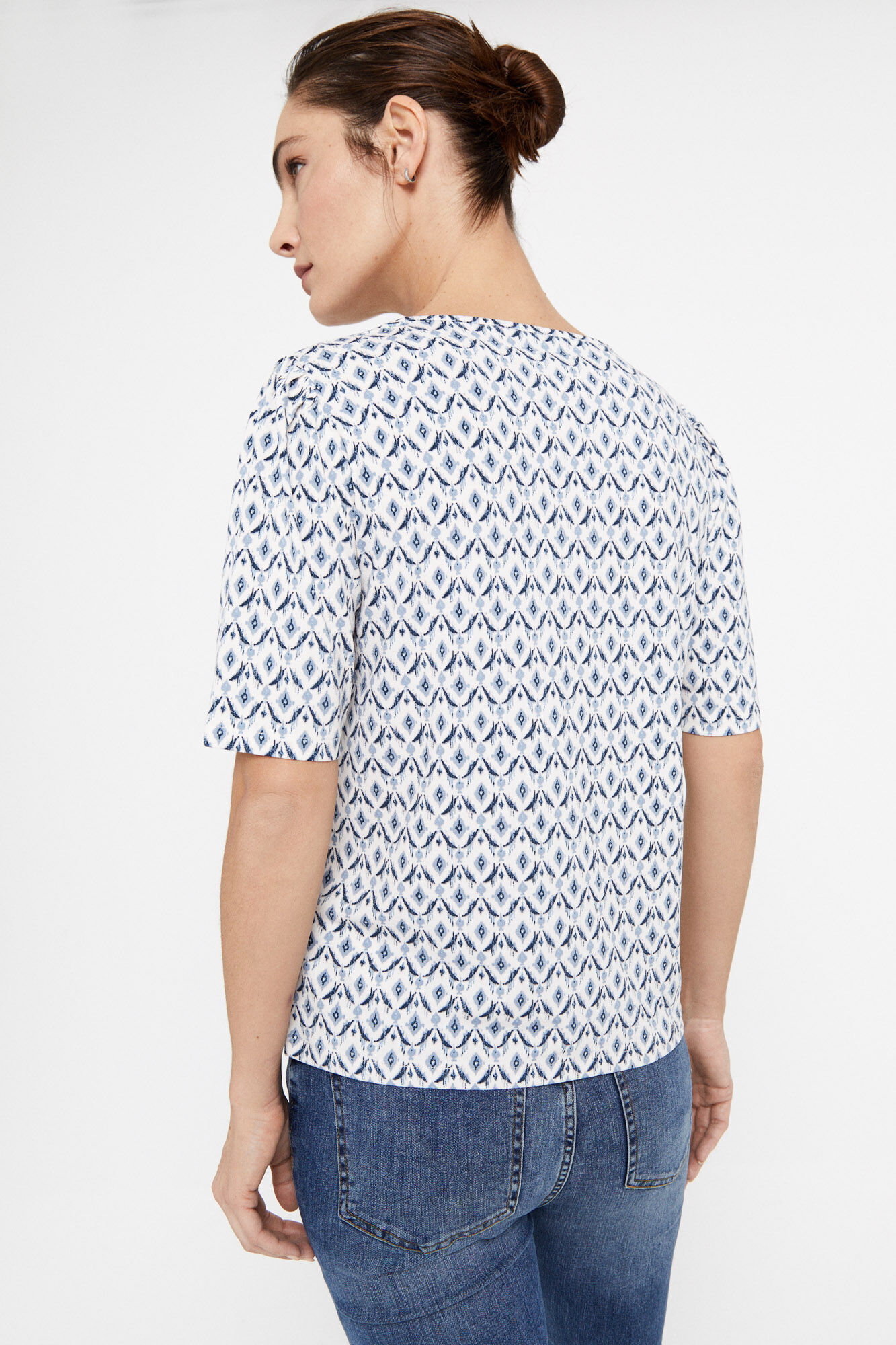 Blusa de malha estampada - Estampa azul