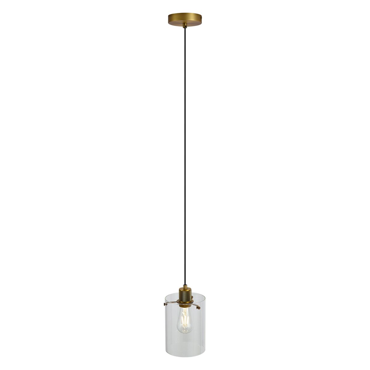 Design hanglamp brons met helder glas - Domo
