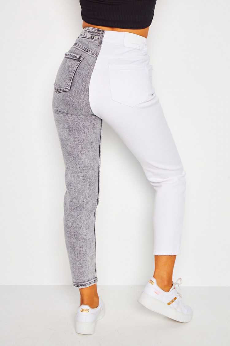 Jeans bicolore blanc/gris