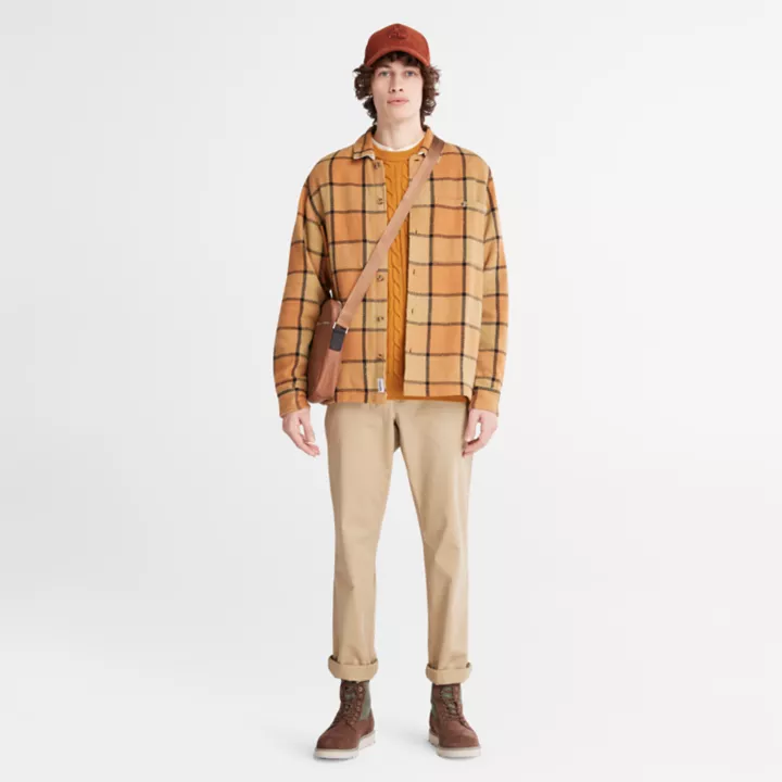 Pull à col rond en maille torsadée Phillips Brook pour homme en jaune foncé