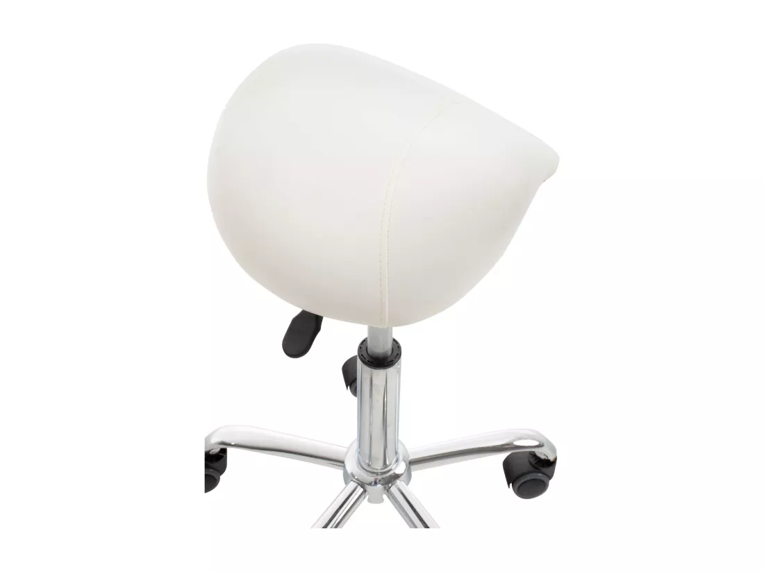 Lot de 2 Tabouret de bureau - Similicuir - Blanc - Reno