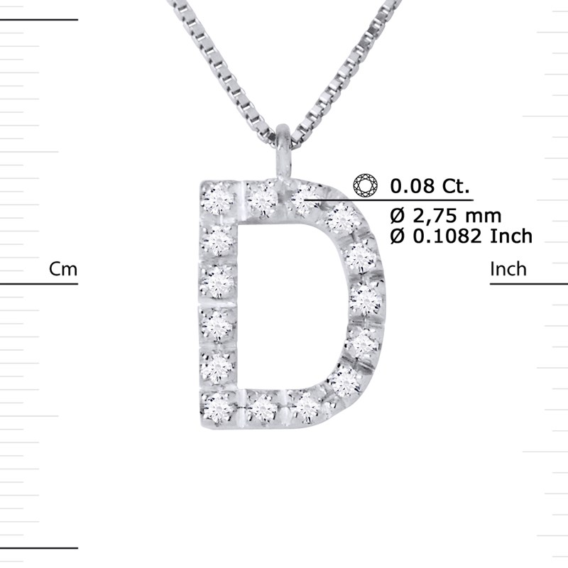 Collier ALPHABET Diamants 0,08 Cts  LETTRE 