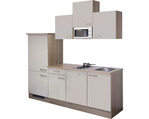 Flex Well keukenblok met apparatuur Nepal 210 cm kasjmier glanzend gedemonteerde variant omkeerbaar 00007990