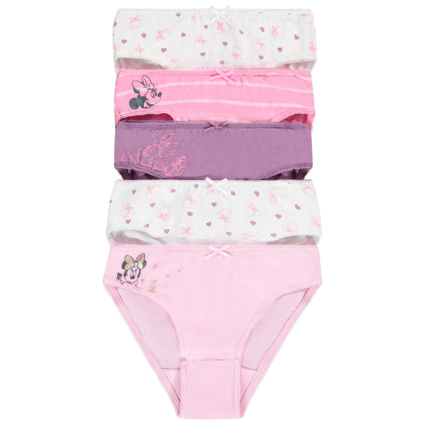 Lot de 5 culottes fantaisie Minnie Disney pour fille - Rose