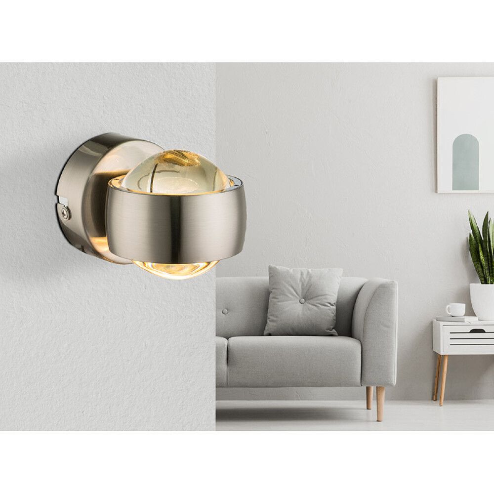 VEGGLAMPE GLOBO RANDI 7,5CM SØLV